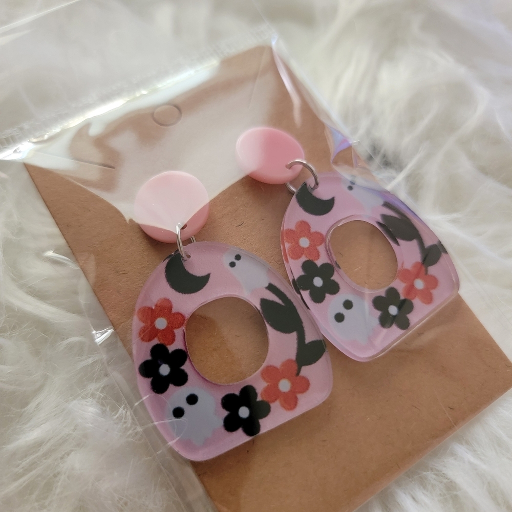 Floral And Ghost Earrings